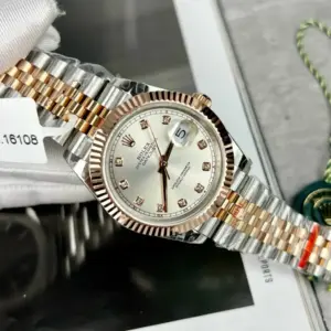 Rolex Datejust 126331 SS/RG Plated Silver Dial CZ Diamonds 41mm Jub Super Clone
