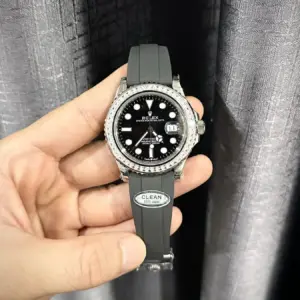 Rolex Yacht-Master 904L Steel Black Dial With Diamonds 40mm Oysterflex Super Clone