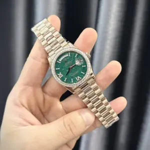 Rolex Day-Date 128235 RG Plated Green Dial With Diamonds 36mm Super Clone