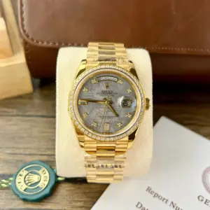 Rolex Day-Date YG Plated Meteorite Dial CZ Diamonds 36mm Super Clone