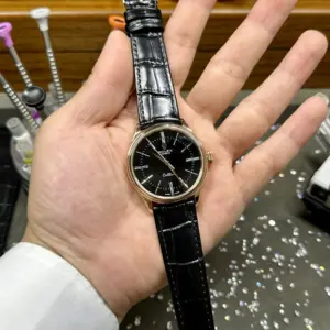 Rolex Cellini 50505 RG Plated Black Dial 39mm Leather AAA Replica