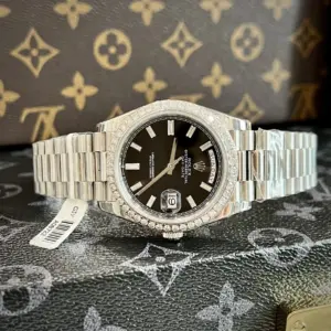 Rolex Day-Date 904L Steel Black Dial With Diamonds 40mm Super Clone