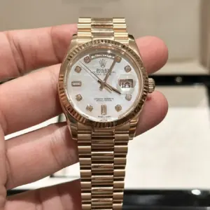 Rolex Day-Date RG Plated MOP Dial CZ Diamonds 36mm EWF Replica