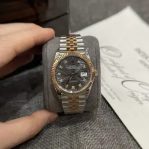 Rolex Datejust 126231 SS/RG Plated Grey Dial CZ Diamonds 36mm Jub Super Clone