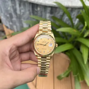 Rolex Day-Date YG Plated Champagne Dial CZ Diamonds 40mm Replica