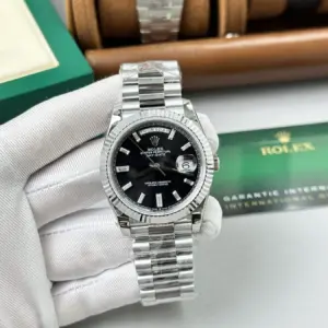 Rolex Day-Date 228236 904L Steel Black Dial CZ Diamonds 40mm Super Clone