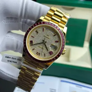 Rolex Day-Date YG Plated Gem-set Bezel Diamond Dial 40mm Super Clone