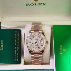 Rolex Day-Date RG Plated Gem-set Bezel Diamond Dial 40mm Super Clone