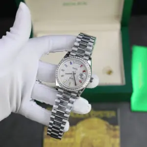 Rolex Day-Date 904L Steel Rainbow Pave Diamond Dial 40mm Super Clone