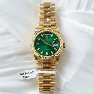 Rolex Day-Date YG Plated Green Dial CZ Diamonds 36mm Super Clone