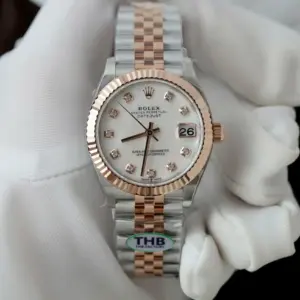Rolex Datejust SS/RG Plated White Enamel Dial CZ Diamonds 31mm Jub THBF Replica