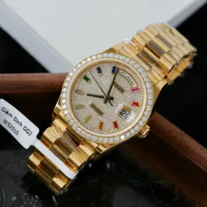 Rolex Day-Date YG Plated Paved-Rainbow Diamond Dial 36mm Super Clone