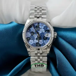 Rolex Datejust 316L Steel Flower Blue Dial CZ Diamonds 31mm Jub THBF Replica