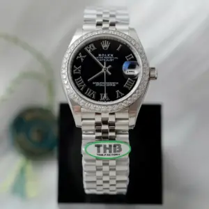 Rolex Datejust 316L Steel Black Dial With Diamonds 31mm Jub THBF Replica