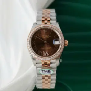 Rolex Datejust SS/RG Plated Chocolate Dial CZ Diamonds 31mm Jub THBF Replica