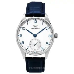 IWC Portugieser Leather Strap Silver Dial Automatic IW358304 Men’s Watch