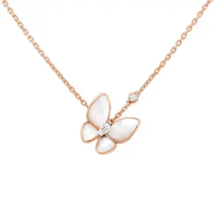 Mother-of-pearl butterfly necklace with gemstone details