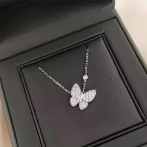 VCA gemstone full diamond butterfly necklace