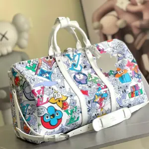 Louis Vuitton Keepall Bandoulière 50 travel bag with Monogram pattern cartoon design