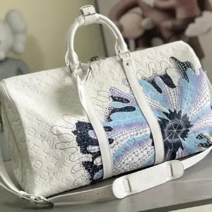 Louis Vuitton LV x YK Keepall 50 travel bag with spotted floral pattern