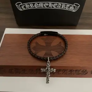 Leather Cross Rose Bracelet