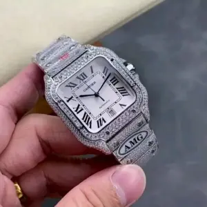 AMG ONE Factory Cartier Santos de Cartier Full Diamond Watch