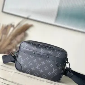M46955 black premium leather alpha postman bag