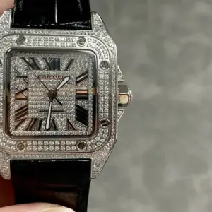 Cartier Santos 33mm Full Diamond Women’s Watch