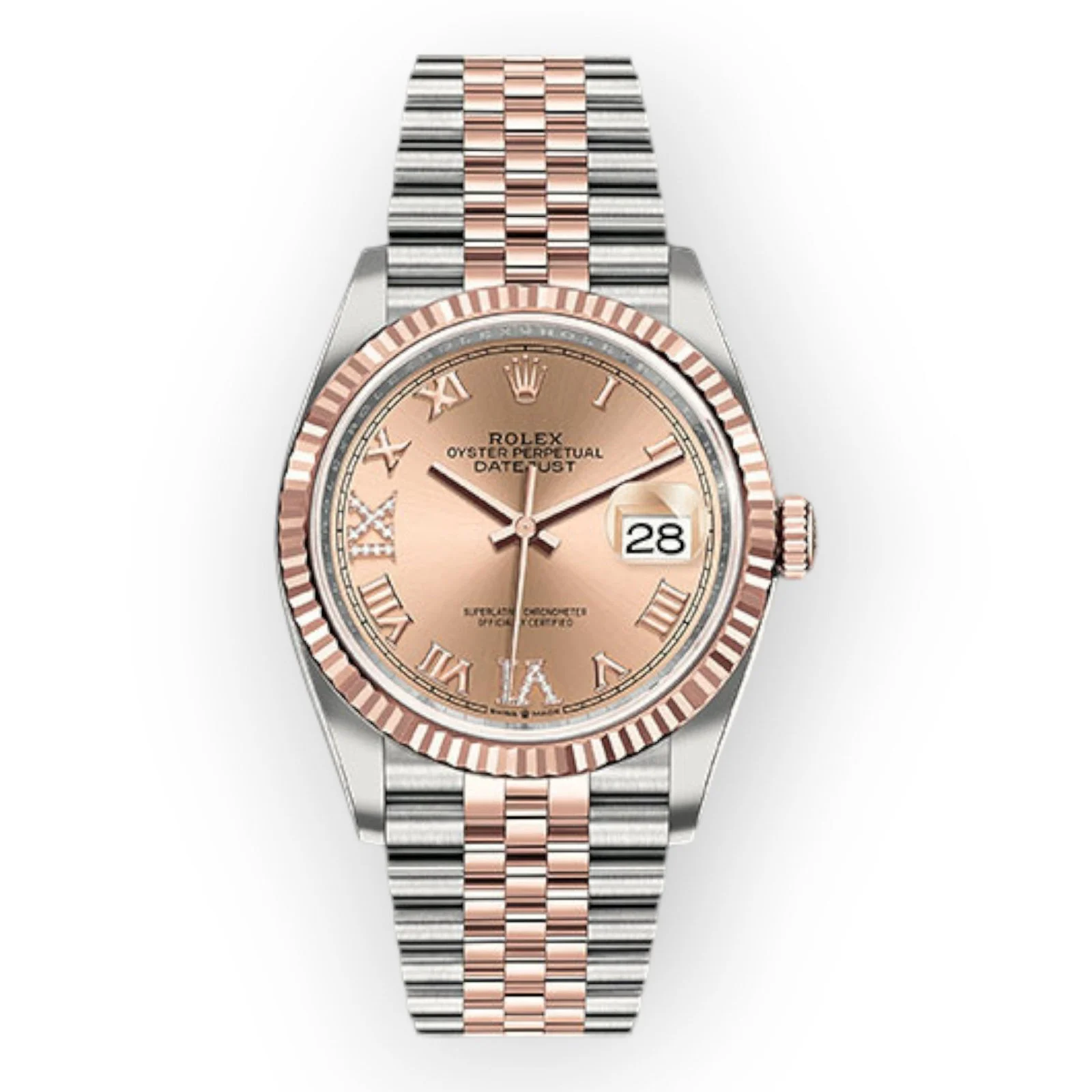 Rolex Steel and Everose Rolesor Datejust 36 Watch 126231 Rose Roman Dial – Jubilee Bracelet