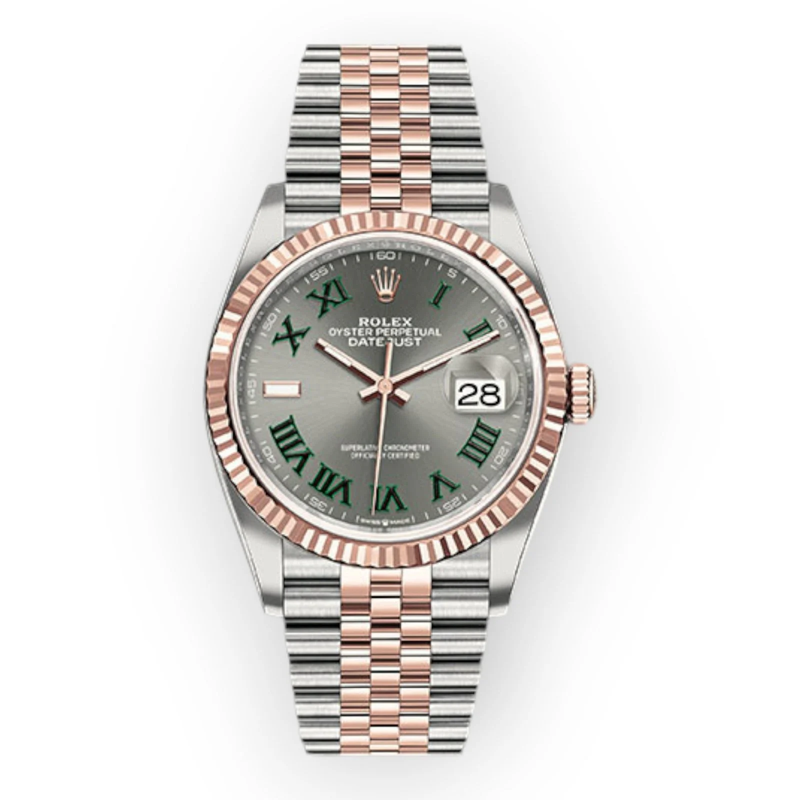 Rolex Everose Rolesor Datejust 36 Watch 126231 Wimbledon Dial Jubilee Bracelet
