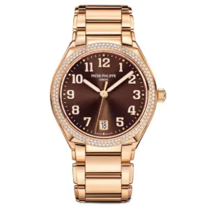 36mm 18k Rose Gold Sunburst Brown Dial Diamond Bezel Bracelet