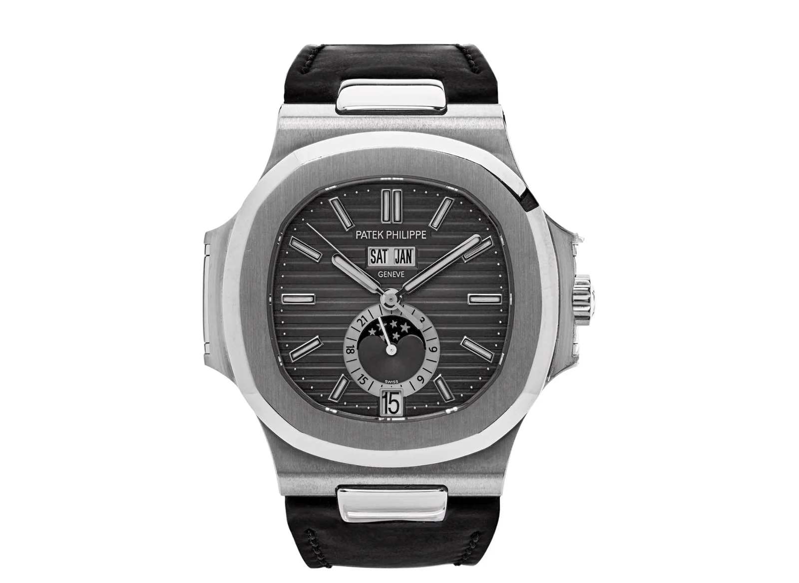 Patek Philippe Nautilus Annual Calendar – Stainless Steel with Moon Phase & Black Dial Ref. 5726A-001