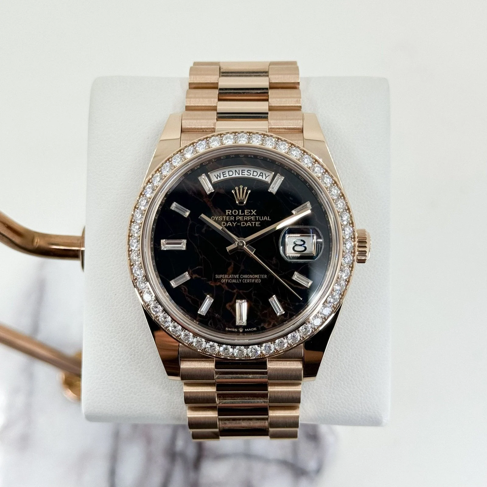 Rolex Day-Date 40 Rose Gold Eisenkiesel Diamond Dial & Diamond Bezel President Bracelet – 228345RBR