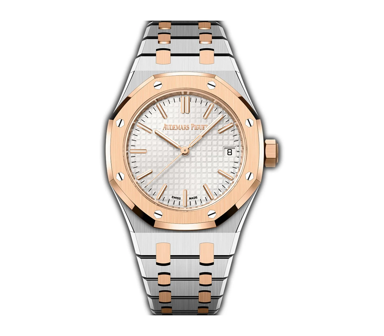 37mm Stainless Steel and 18k Rose Gold Silver Dial Automatic