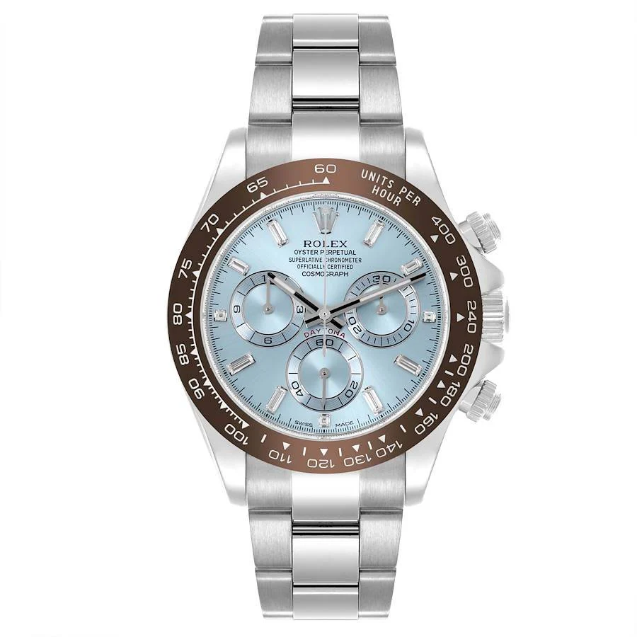 Rolex Daytona Ice Blue Diamond Dial Platinum Chronograph Watch 116506