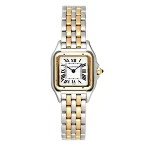 Cartier Panthère W2PN0006, 18k Yellow Gold and Stainless Steel Case with Silver Dial, Two-Row Bracelet