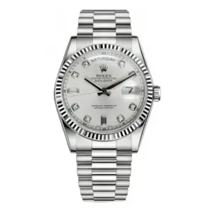 Rolex Day-Date President – White Gold Factory Silver Diamond Dial Ref. 218239