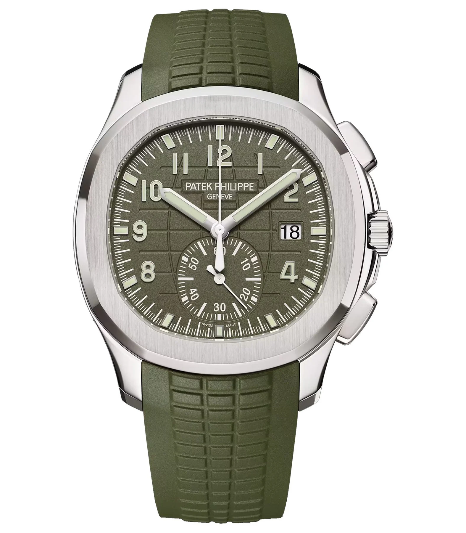 42mm Chronograph 18k White Gold Khaki Green Dial
