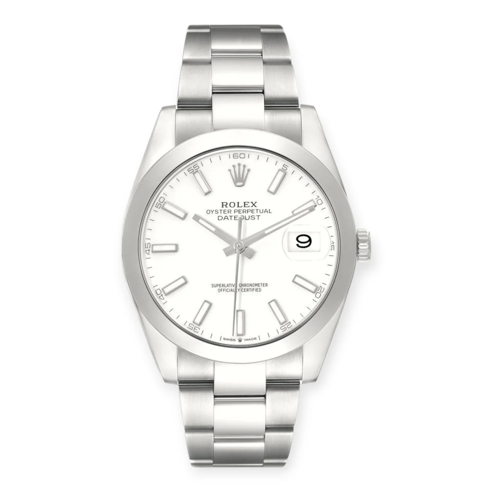 Rolex Datejust 41 White Dial 126300 Smooth Bezel  Steel Mens Watch