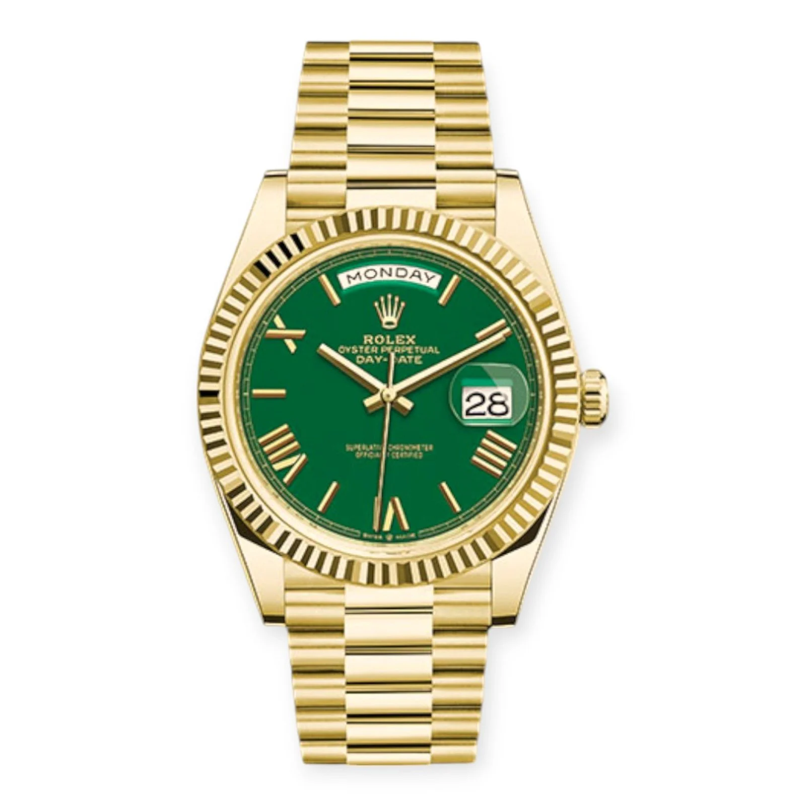 Rolex Day-Date 40 President 228238 – Green Roman Dial | 18K Yellow Gold