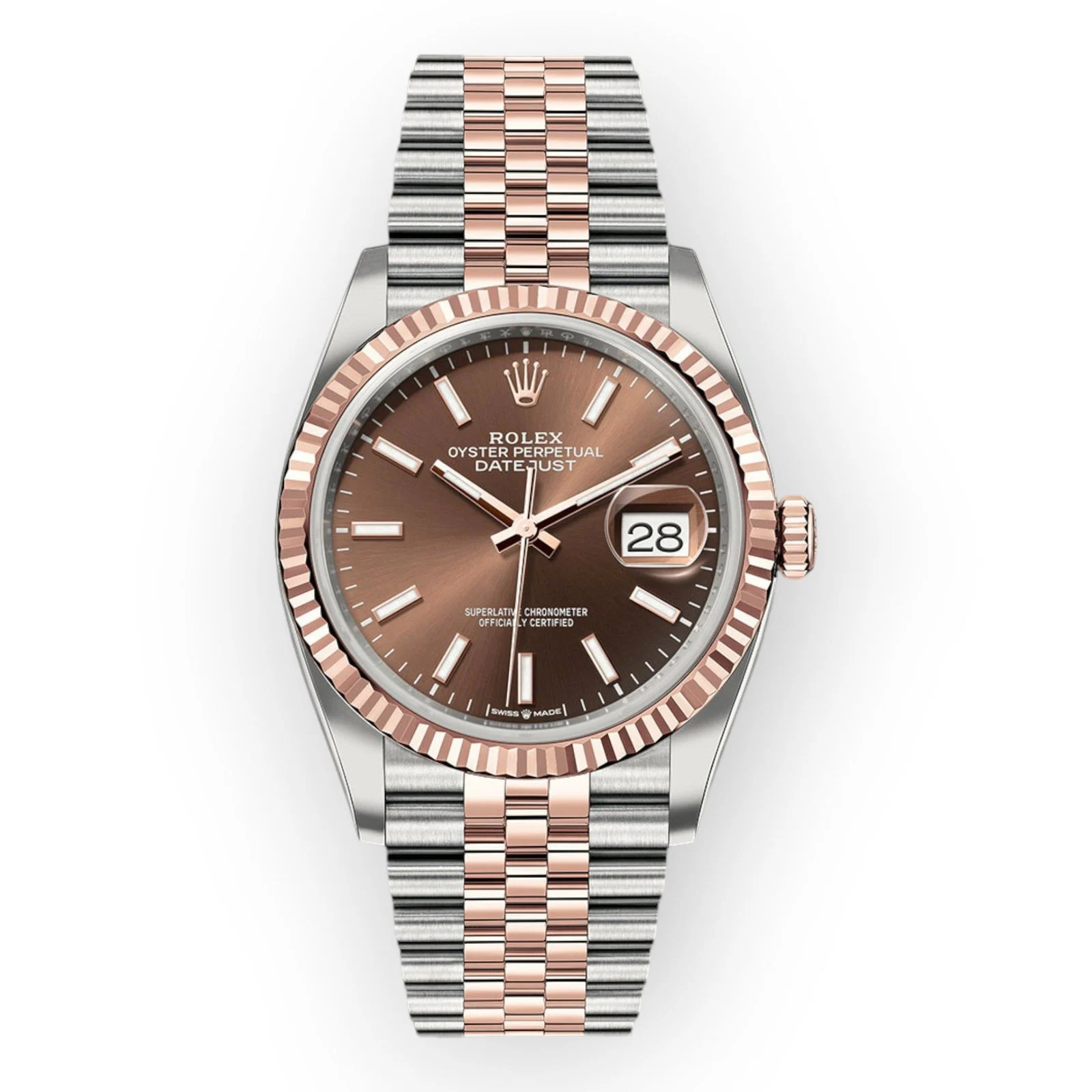 Rolex Steel and Everose Datejust 36 Watch 126231 Chocolate Index Dial – Jubilee Bracelet