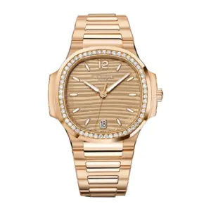 35mm 18k Rose Gold Golden Brown Dial Diamond Bezel