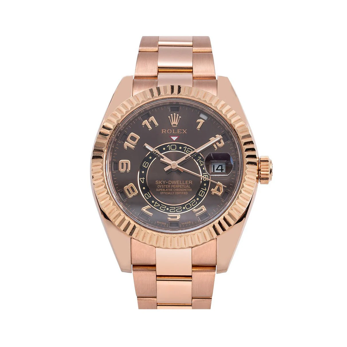 Rolex Sky Dweller Rose Gold 326935 Brown Arabic Dial Oyster Bracelet