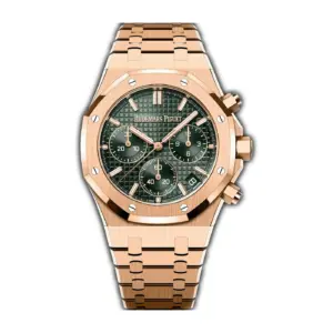 41mm Chronograph 18k Rose Gold Green Dial On Bracelet