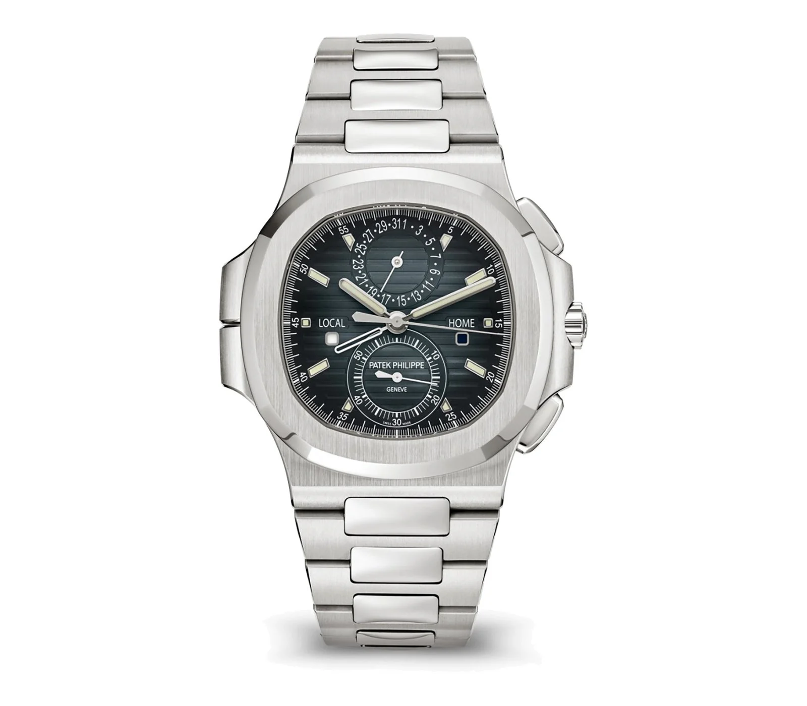 41mm Blue Gradiant Travel Time Chrono Dial Stainless Steel Bracelet
