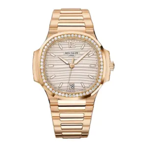35mm 18k Rose Gold Silver Dial Diamond Bezel