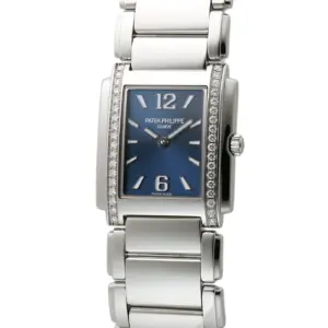 25mm Steel Diamond Bezel On Blue Arabic Dial Quartz