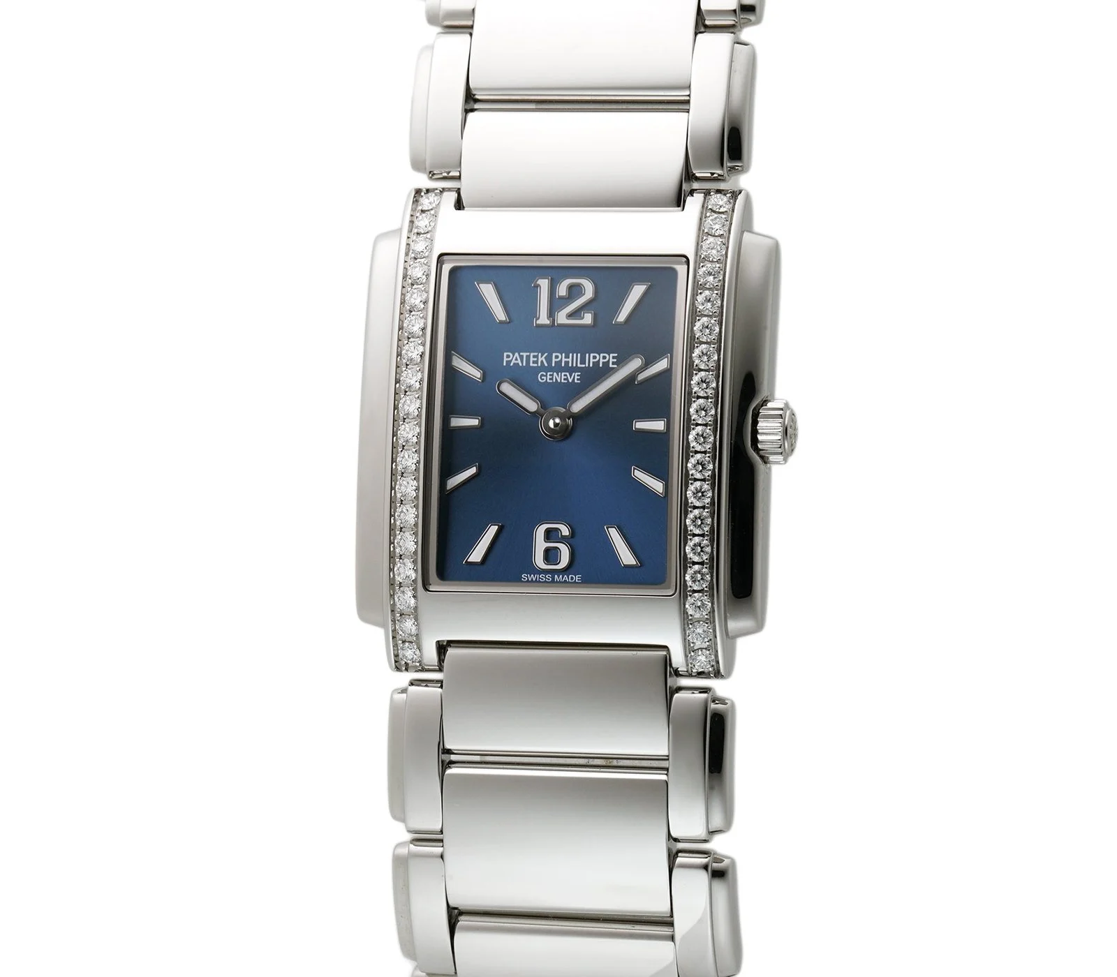 25mm Steel Diamond Bezel On Blue Arabic Dial Quartz
