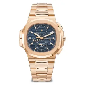 41mm Travel Time Chrono 18k Rose Gold Blue Dial