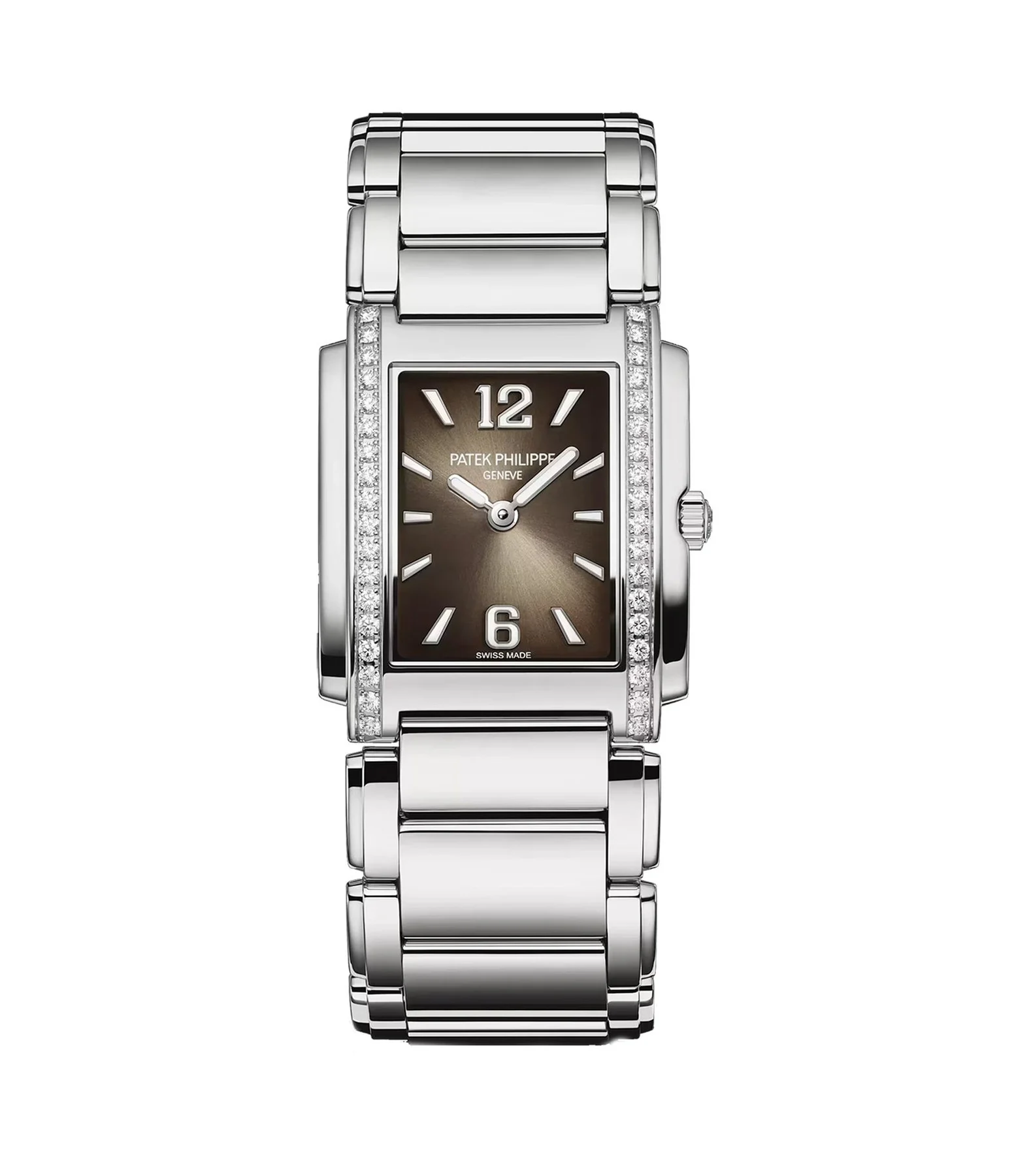 Stainless Steel 25mm Diamond Bezel On Gray Dial Quartz
